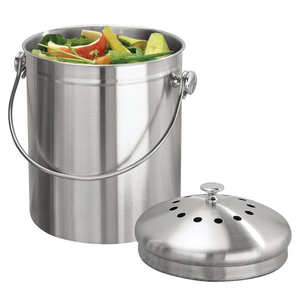 idesign iDesign Brushed Stainless Steel 1.3-gal. Compost Bin & Charcoal Filter