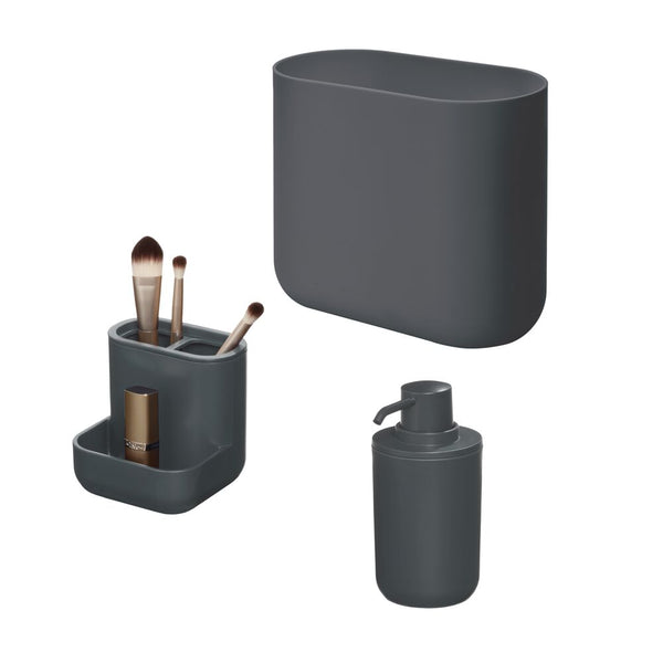 Idesign Cade Bath Accessories (Set Of 3) Charcoal
