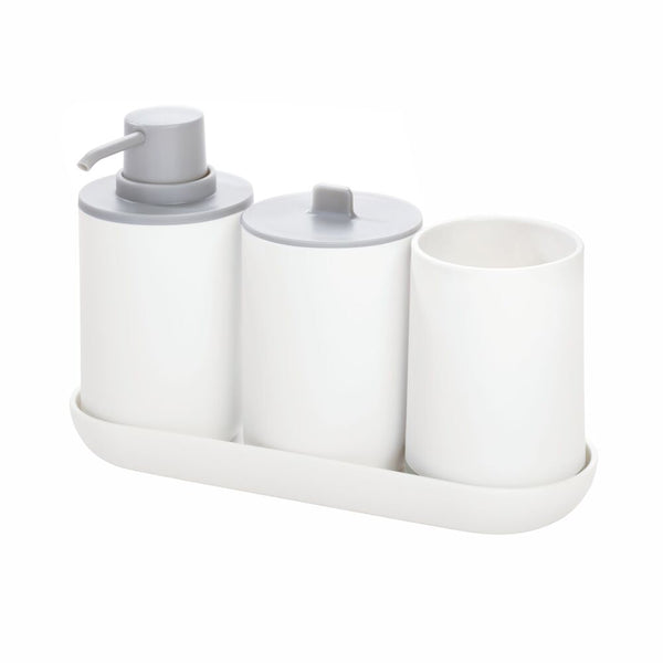 Idesign IDesign Cade Bath Accessories (Set Of 4) In White And Gray