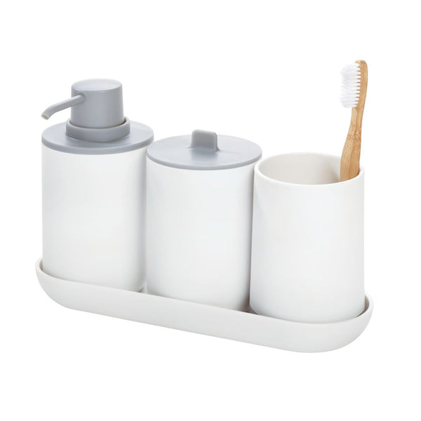 idesign iDesign Cade Bath Accessories (Set of 4) in White and Gray