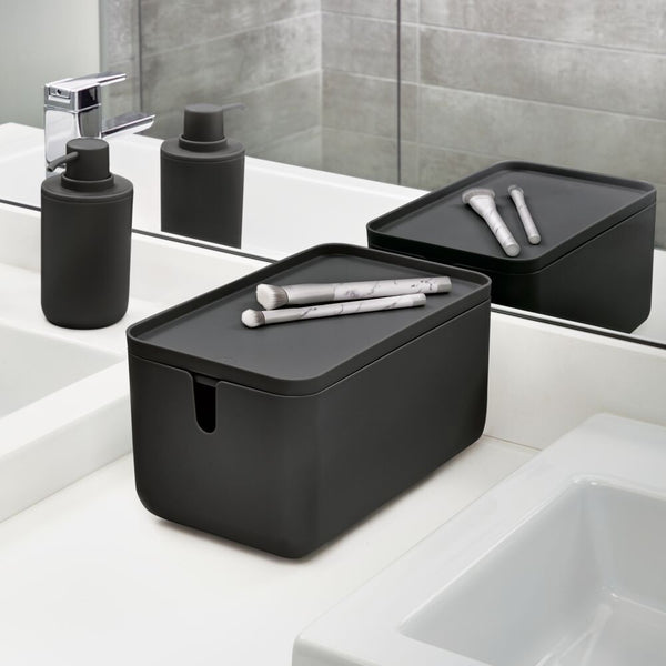 Idesign Cade Lidded Storage Bin Black