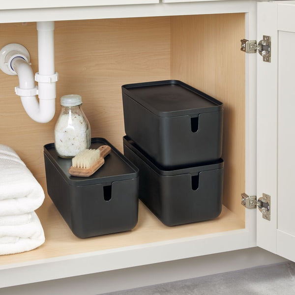 Idesign Cade Lidded Storage Bin Black