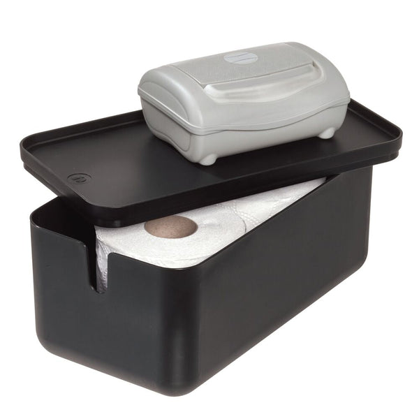 Idesign Cade Lidded Storage Bin Black