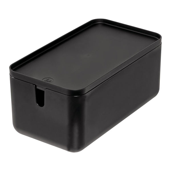 idesign Cade Lidded Storage Bin Black
