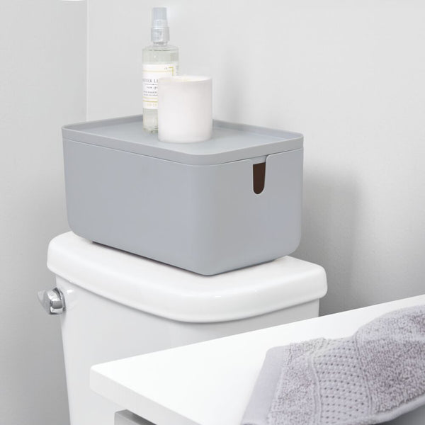 Idesign Cade Lidded Storage Bin Gray