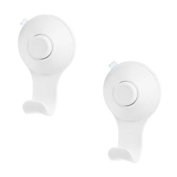 Idesign IDesign Cade Push Lock Shower Suction Hook (Set Of 2) In White