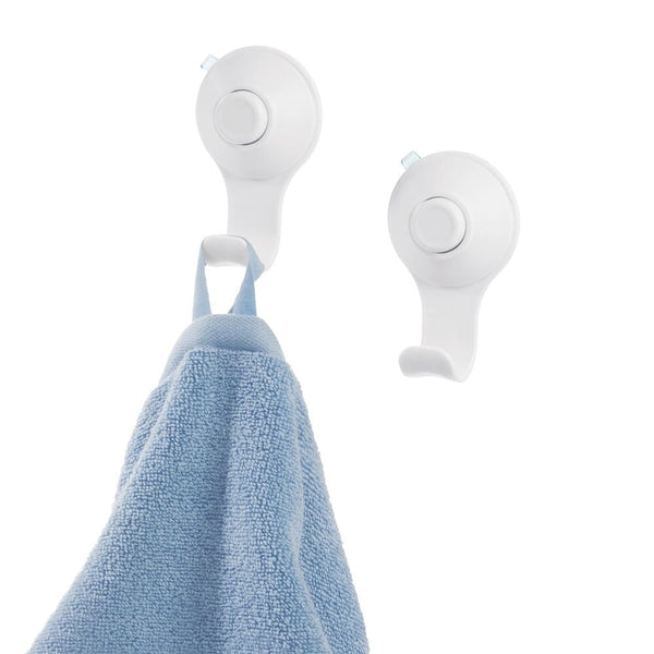 idesign iDesign Cade Push Lock Shower Suction Hook (Set of 2) in White