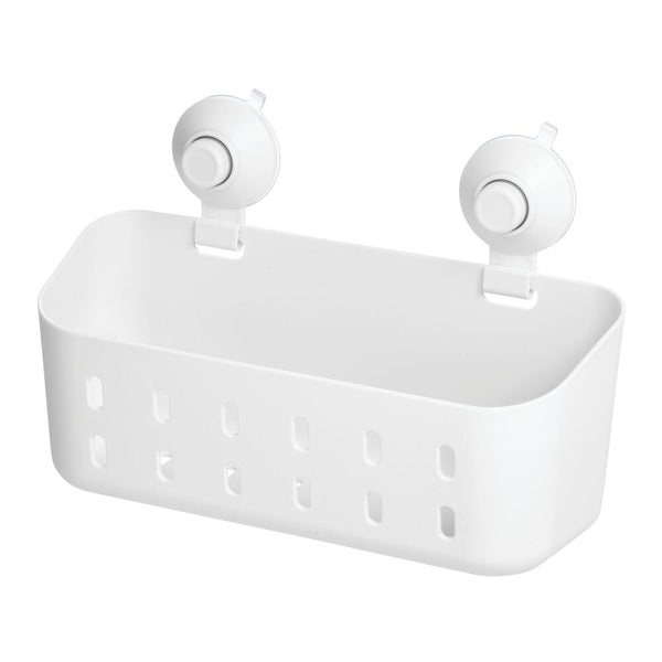 Idesign IDesign Cade Push Lock Shower Suction Rectangle Basket In White