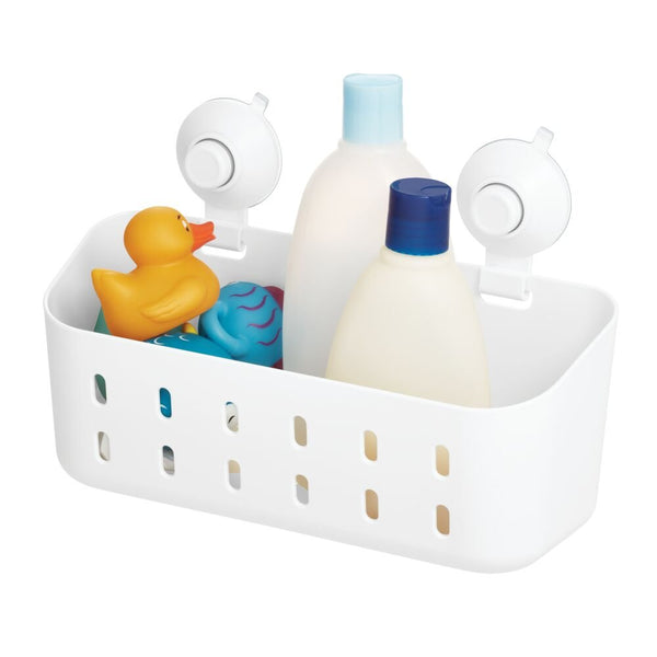 idesign iDesign Cade Push Lock Shower Suction Rectangle Basket in White