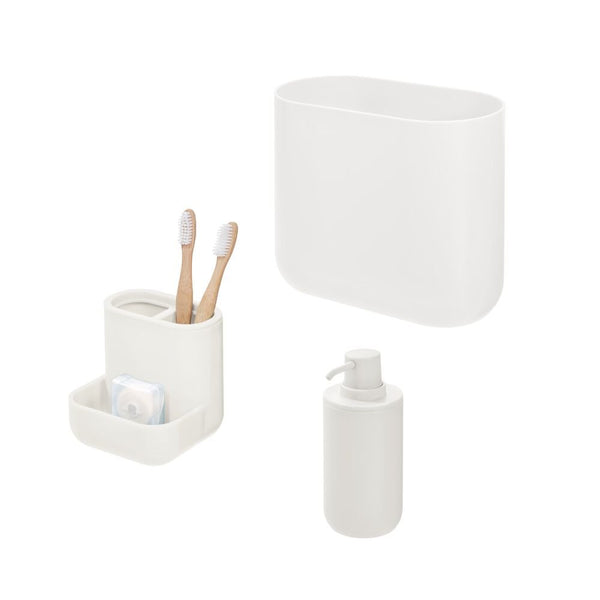 Idesign IDesign Cade Recycled Plastic Bath Accessories In Coconut Set Of 3