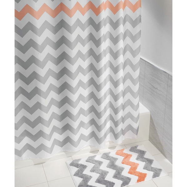 Idesign Chevron Rug 34 X 21 Light Gray/Coral
