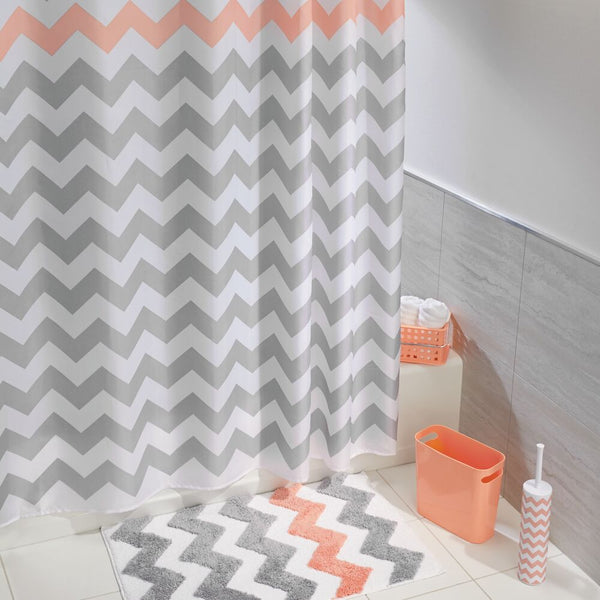 Idesign Chevron Rug 34 X 21 Light Gray/Coral