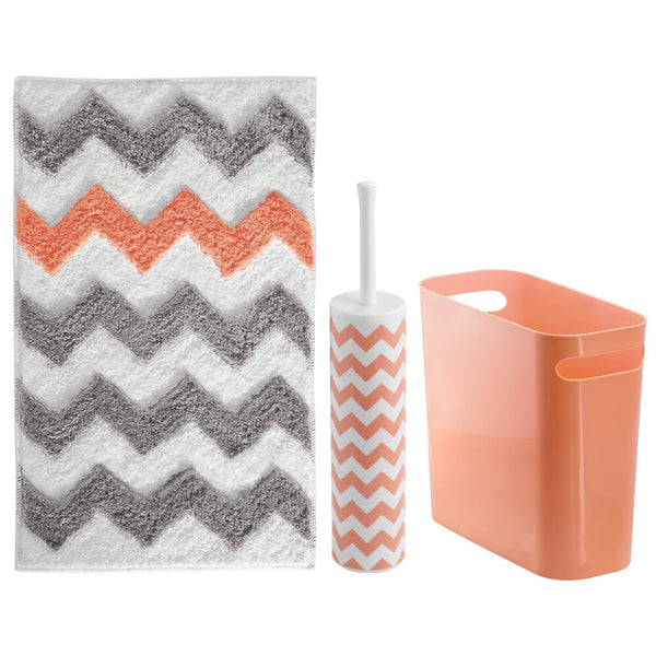 Idesign Chevron Rug 34 X 21 Light Gray/Coral