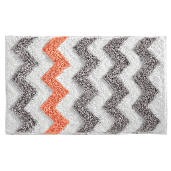 idesign Chevron Rug 34 x 21 Light Gray/Coral