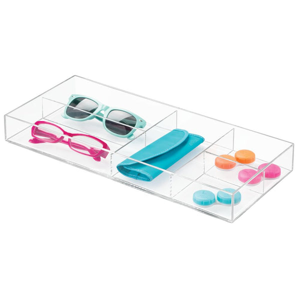 Idesign Clarity Divided Tray - 16" X 7" X 2" Clear
