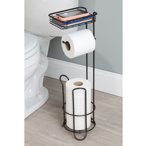 Idesign Classico Roll Stand Plus With Shelf Bronze