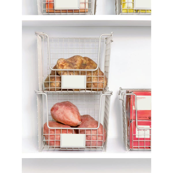 Idesign IDesign Classico Stackable Storage Basket With Handles Matte Satin