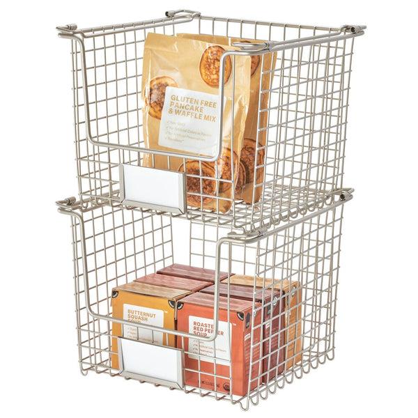 Idesign IDesign Classico Stackable Storage Basket With Handles Matte Satin