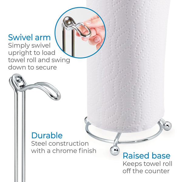 Idesign IDesign Classico Swivel Arm Paper Towel Holder Stand In Chrome