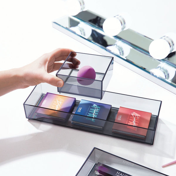 Idesign IDesign Cosmetic Drawer Organizer 4" X 12" X 2" Smoke/Matte Black