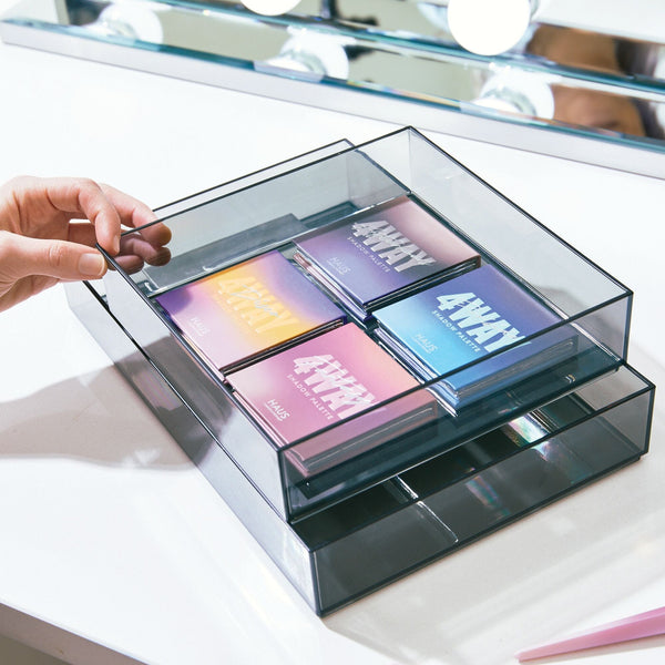 Idesign IDesign Cosmetic Drawer Organizer 8" X 12" X 2" Smoke/Matte Black