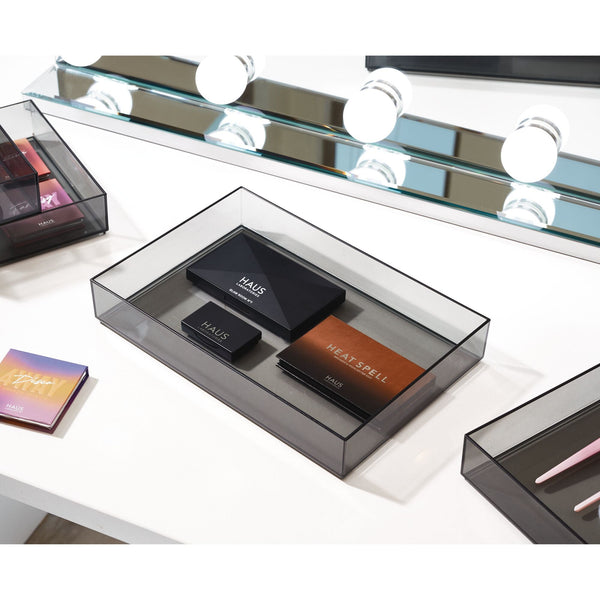 Idesign IDesign Cosmetic Drawer Organizer 8" X 12" X 2" Smoke/Matte Black