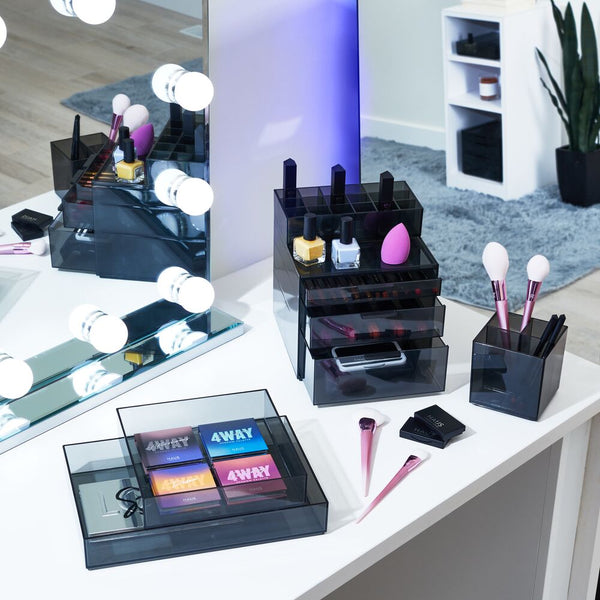 Idesign IDesign Cosmetic Drawer Organizer 8" X 12" X 2" Smoke/Matte Black