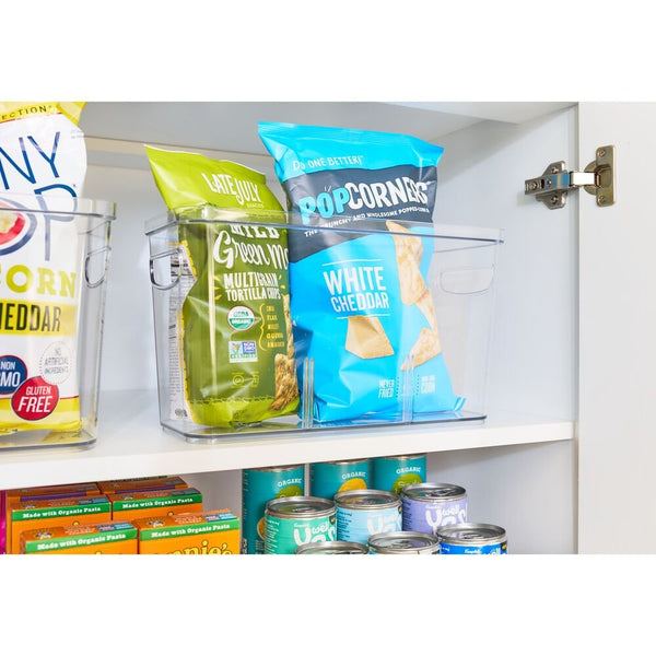 Idesign IDesign Crisp Divided Bin 6" X 14" X 8" In Clear And Matte White