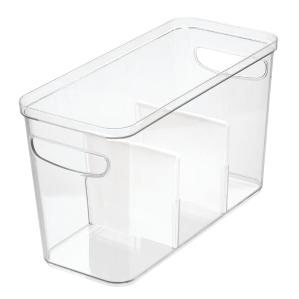 Idesign IDesign Crisp Divided Bin 6" X 14" X 8" In Clear And Matte White