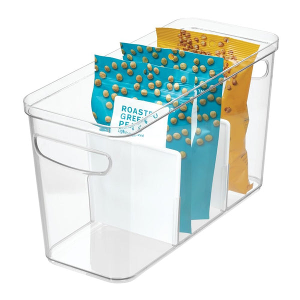 idesign iDesign Crisp Divided Bin 6" x 14" x 8" in Clear and Matte White