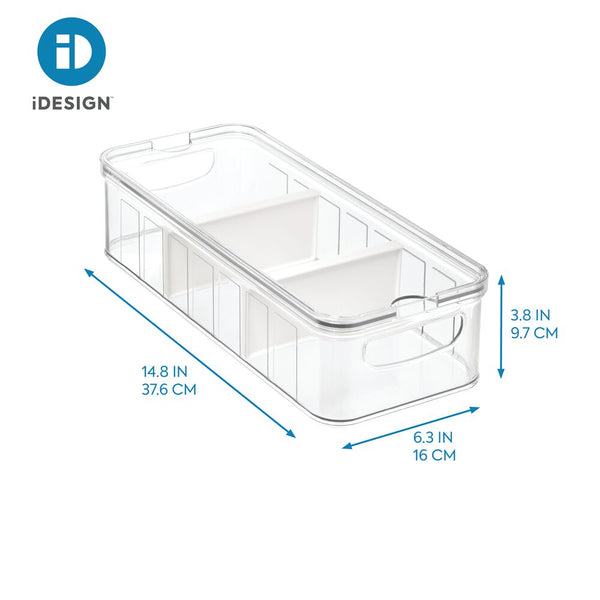 Idesign IDesign Crisp Large Divided Bin Made With Recycled Plastic In Clear