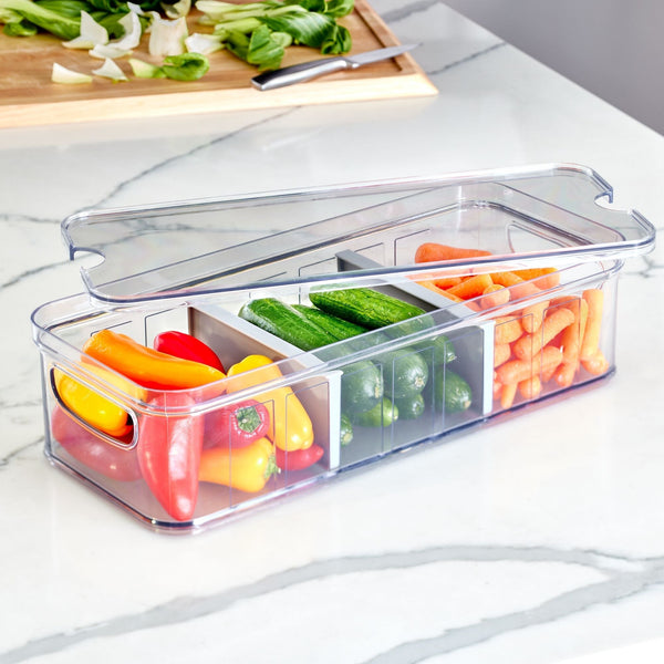 Idesign IDesign Crisp Plastic Fridge & Pantry Large Divided Bin Clear