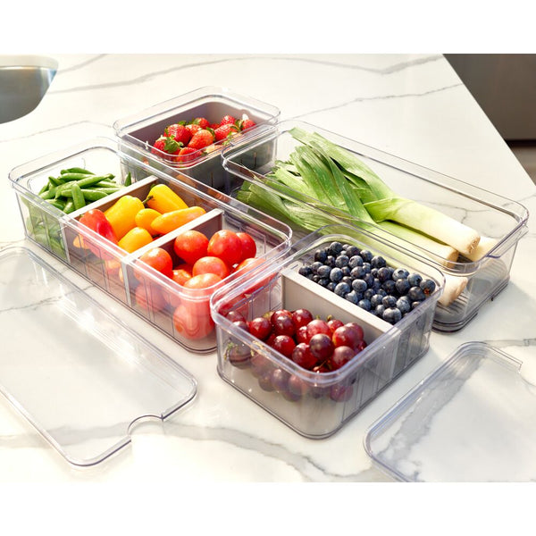 Idesign IDesign Crisp Plastic Fridge & Pantry Large Divided Bin Clear