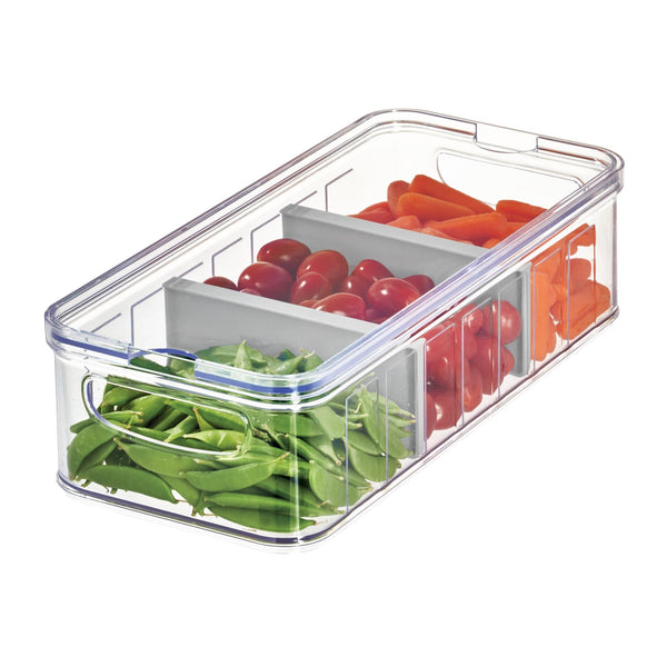idesign iDesign Crisp Plastic Fridge & Pantry Large Divided Bin Clear