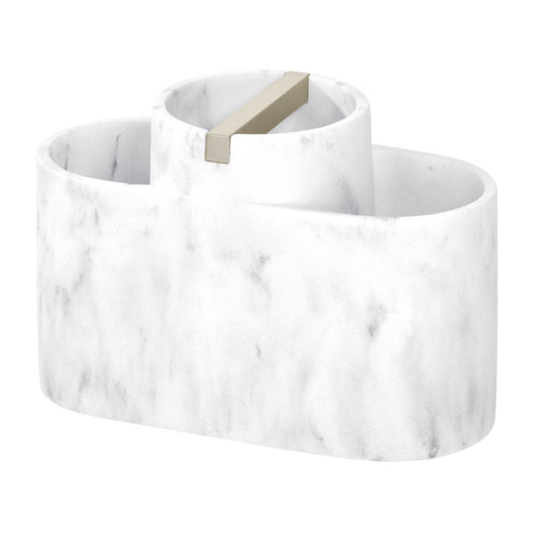Idesign IDesign Dakota Divided Organizer In White Marble And Satin