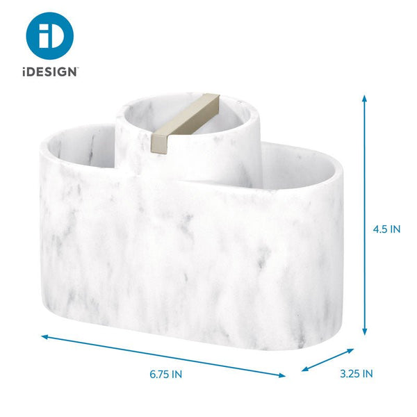 Idesign IDesign Dakota Divided Organizer In White Marble And Satin