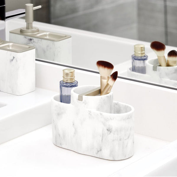 Idesign IDesign Dakota Divided Organizer In White Marble And Satin