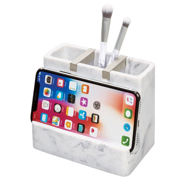 Idesign IDesign Dakota Vanity Center In White Marble And Matte Satin