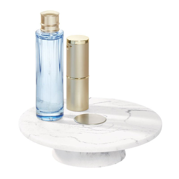 idesign iDesign Dakota Vanity Tray in White Marble and Satin