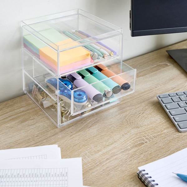 Idesign Drawers - Glasses - 3 Drawer Clear