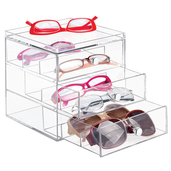 idesign Drawers - Glasses - 3 Drawer Clear