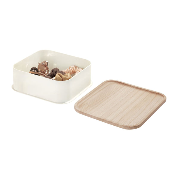 Idesign IDesign Eco BPA-Free Plastic Medium Lidded Storage Bin Coconut/Wood