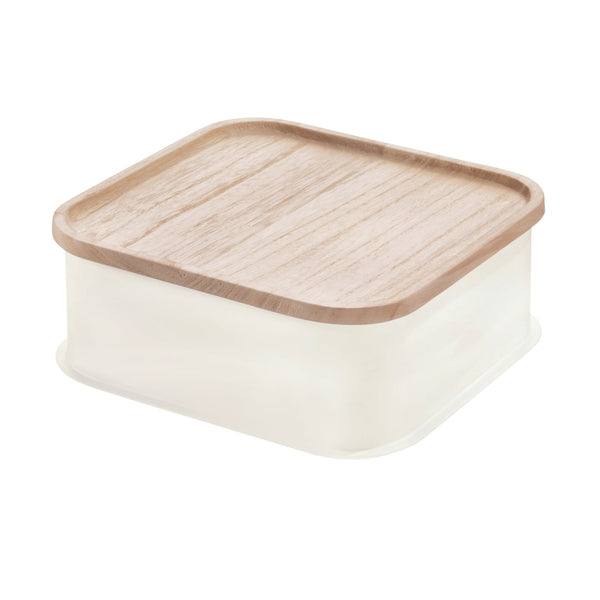 Idesign IDesign Eco BPA-Free Plastic Medium Lidded Storage Bin Coconut/Wood