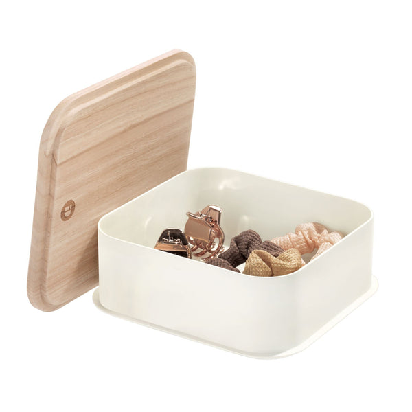 idesign iDesign Eco BPA-Free Plastic Medium Lidded Storage Bin Coconut/Wood