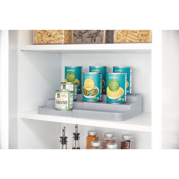 Idesign IDesign Eco BPA-Free Recycled Plastic Expandable 3-Tier Stadium Spice Rack With Side Caddy Flint