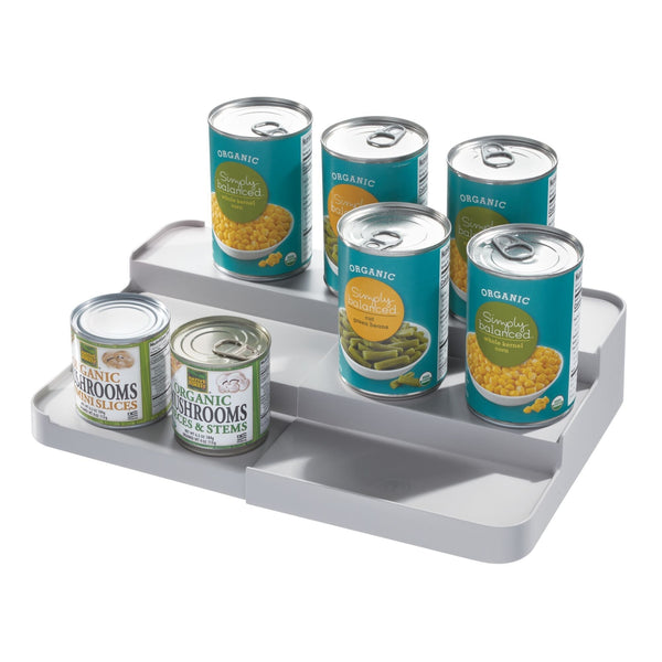 idesign iDesign Eco BPA-Free Recycled Plastic Expandable 3-Tier Stadium Spice Rack with Side Caddy Flint