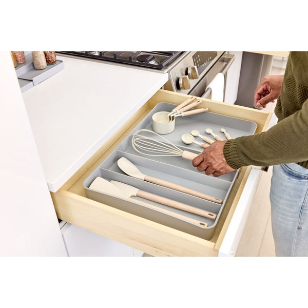 Idesign IDesign Eco BPA-Free Recycled Plastic Expandable Flatware And Cutlery Tray Flint