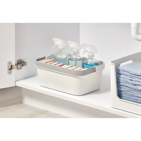 Idesign IDesign Eco BPA-Free Recycled Plastic Large Storage Tote With Handle Coconut/Flint