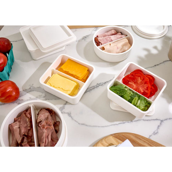 Idesign IDesign Eco Divided Food Storage Container Made From Recycled Plastic With Lids Set Of 2 Coconut