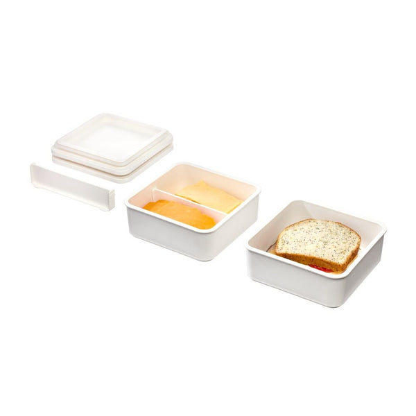 idesign iDesign Eco Divided Food Storage Container Made from Recycled Plastic with Lids Set of 2 Coconut